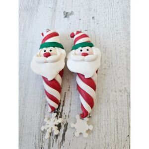 Vintage Santa clay candy cane snowflake ornament set tree